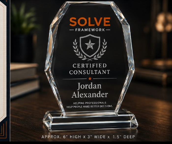 Crystal SOLVE Framework Certified desk award